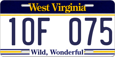 WV license plate 1OF075