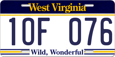 WV license plate 1OF076