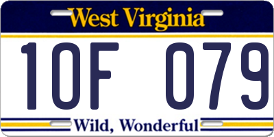 WV license plate 1OF079