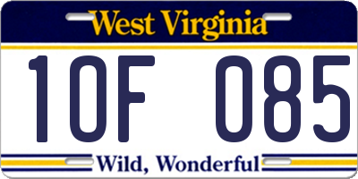 WV license plate 1OF085
