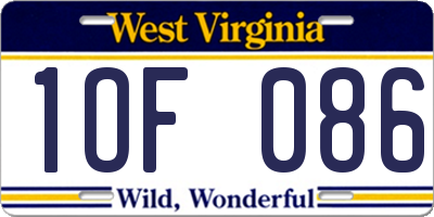 WV license plate 1OF086