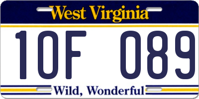 WV license plate 1OF089