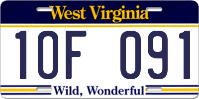 WV license plate 1OF091
