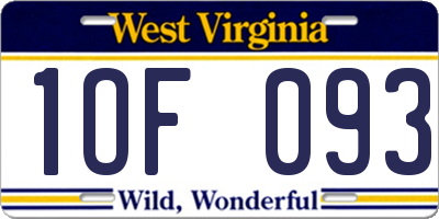 WV license plate 1OF093
