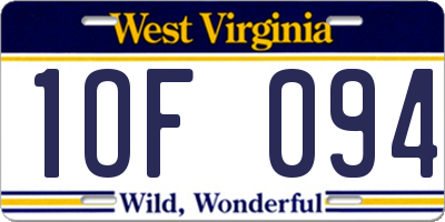 WV license plate 1OF094