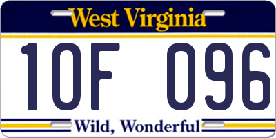 WV license plate 1OF096