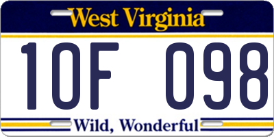 WV license plate 1OF098