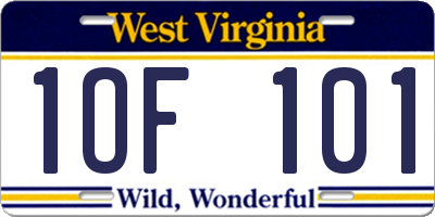 WV license plate 1OF101