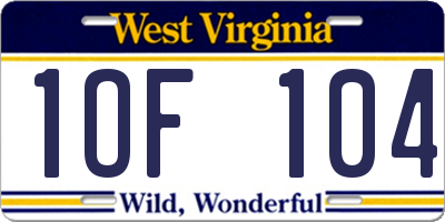 WV license plate 1OF104