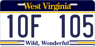 WV license plate 1OF105