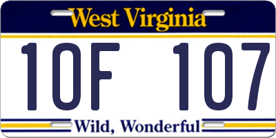 WV license plate 1OF107