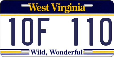WV license plate 1OF110