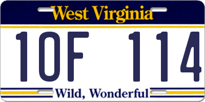 WV license plate 1OF114