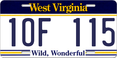 WV license plate 1OF115