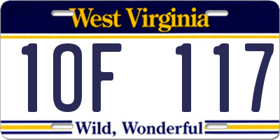 WV license plate 1OF117