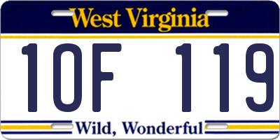 WV license plate 1OF119