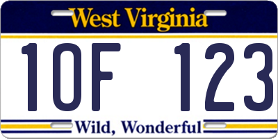 WV license plate 1OF123