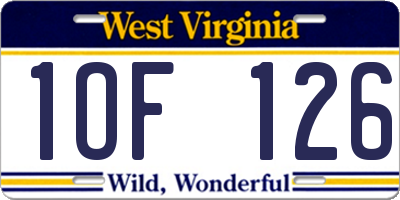 WV license plate 1OF126