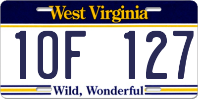 WV license plate 1OF127