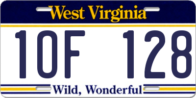 WV license plate 1OF128
