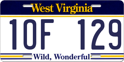 WV license plate 1OF129