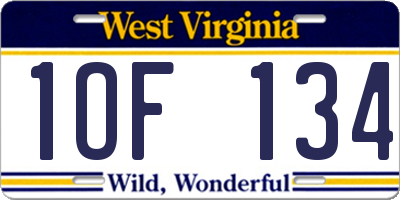 WV license plate 1OF134
