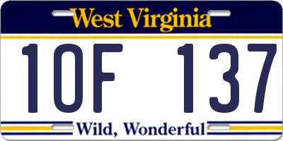 WV license plate 1OF137