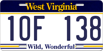 WV license plate 1OF138