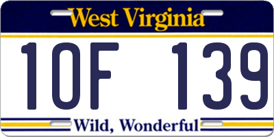WV license plate 1OF139