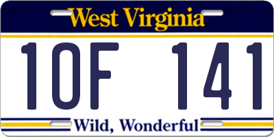 WV license plate 1OF141