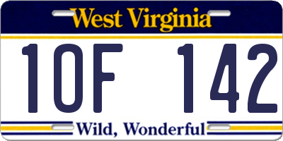 WV license plate 1OF142