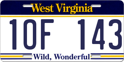 WV license plate 1OF143