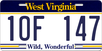 WV license plate 1OF147
