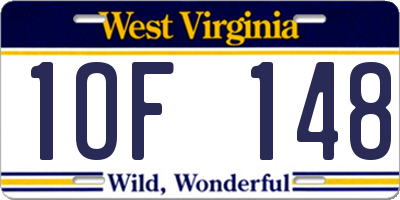 WV license plate 1OF148