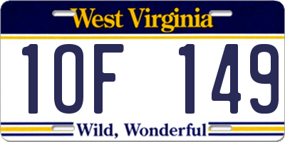 WV license plate 1OF149