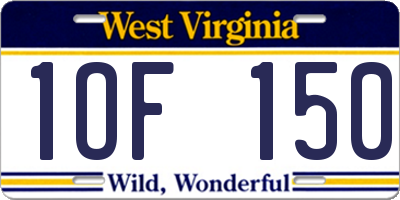 WV license plate 1OF150