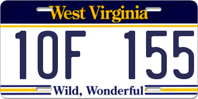 WV license plate 1OF155