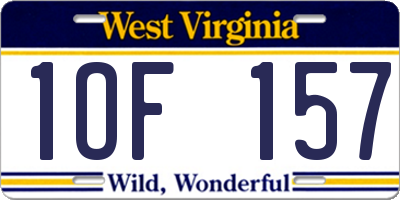 WV license plate 1OF157