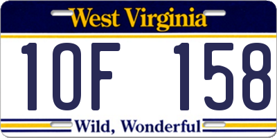 WV license plate 1OF158