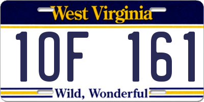 WV license plate 1OF161