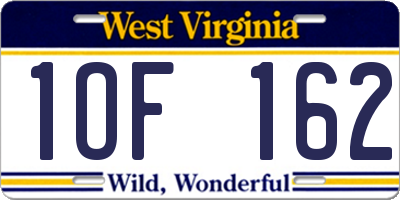 WV license plate 1OF162