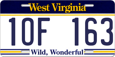 WV license plate 1OF163