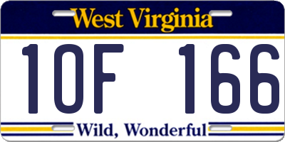 WV license plate 1OF166