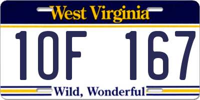 WV license plate 1OF167