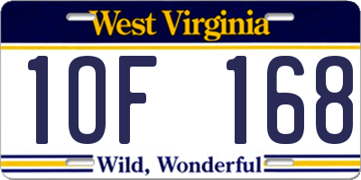 WV license plate 1OF168