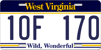 WV license plate 1OF170