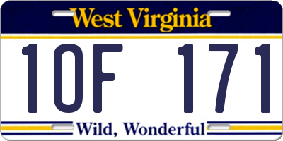 WV license plate 1OF171