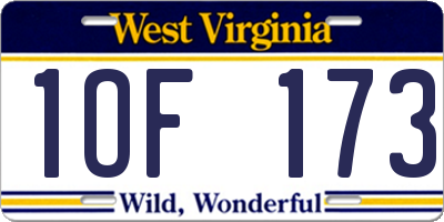 WV license plate 1OF173