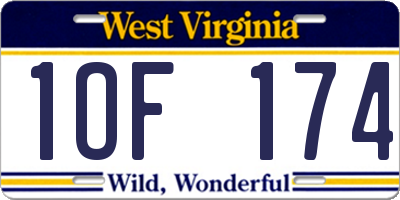 WV license plate 1OF174