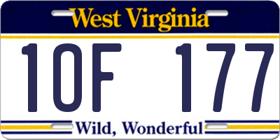 WV license plate 1OF177
